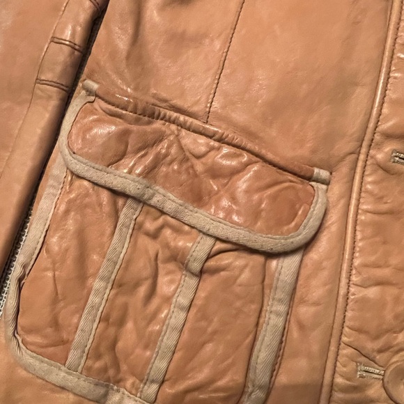 Sold. RARE GAP LEATHER Mod Jacket fully Lined. Gold Women’s Sz XS Buttery Soft. - Picture 11 of 16